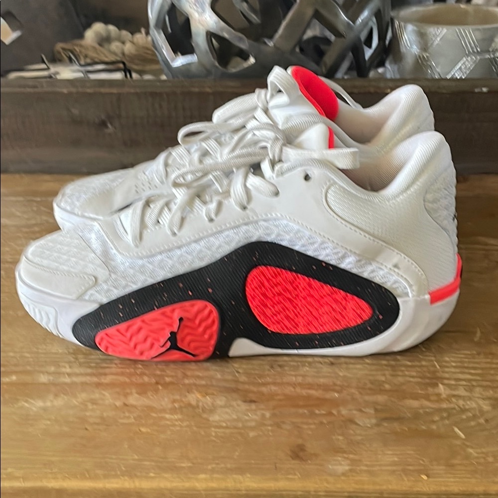 Jordan Kids White and Red Sneakers